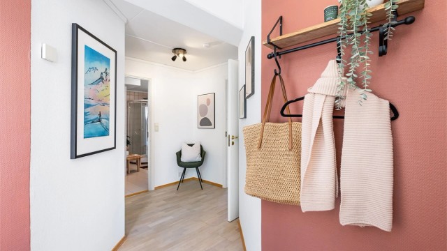 Også her moderne fargevalg som gir leiligheten et fint uttrykk.