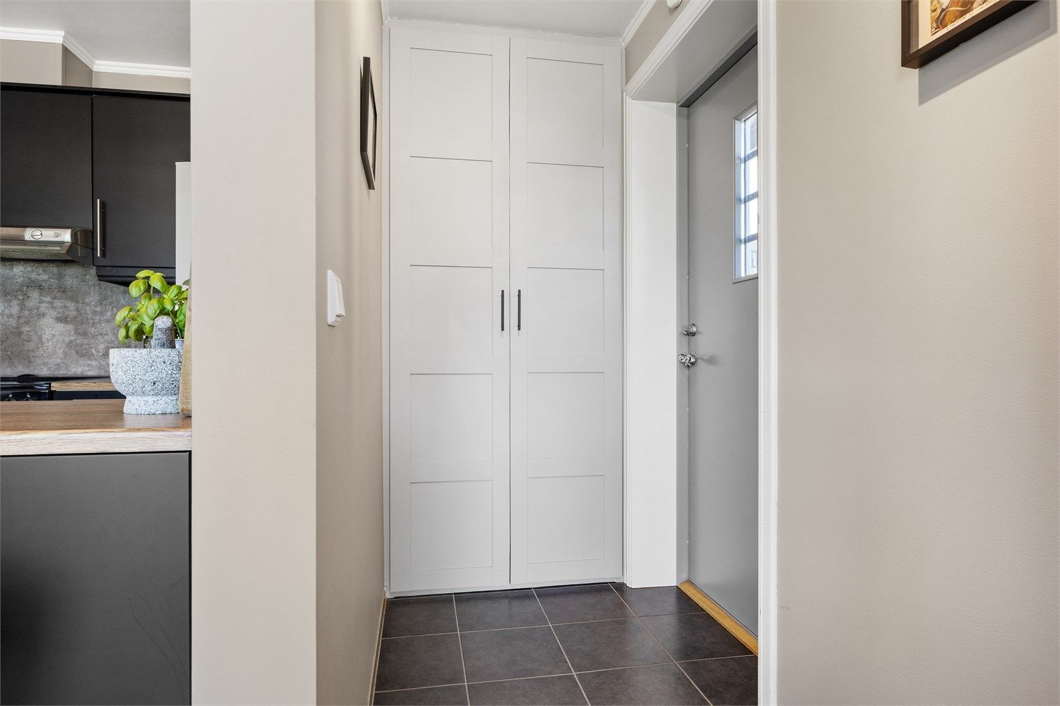 Entre med praktisk skapplass