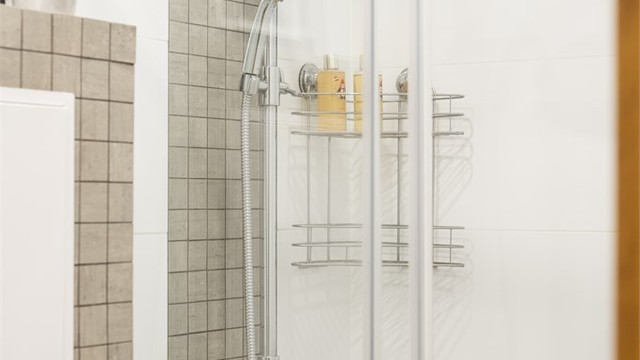 Romslig dusjsone med regndusj.