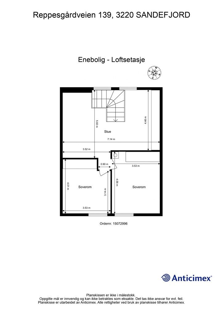 Plantegning -Enebolig - Loftsetasje