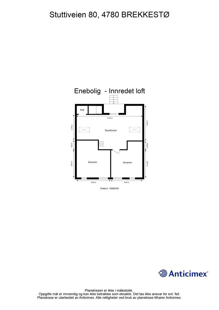 Plantegning - Innredet loft
