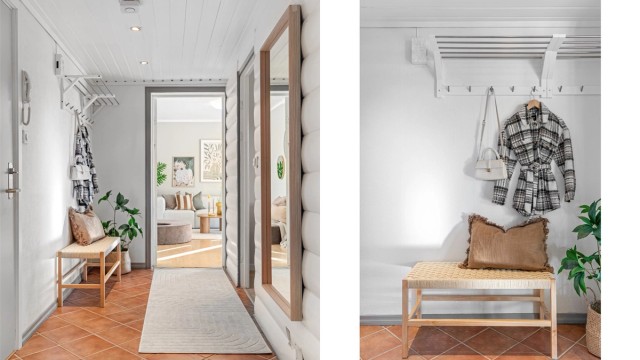 - Det første som møter deg over dørstokken er en romslig gang med plass til å henge fra seg yttertøy -