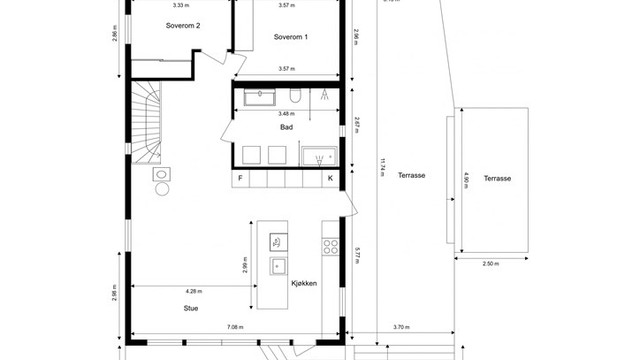 Veiledende skisse av første etasje.