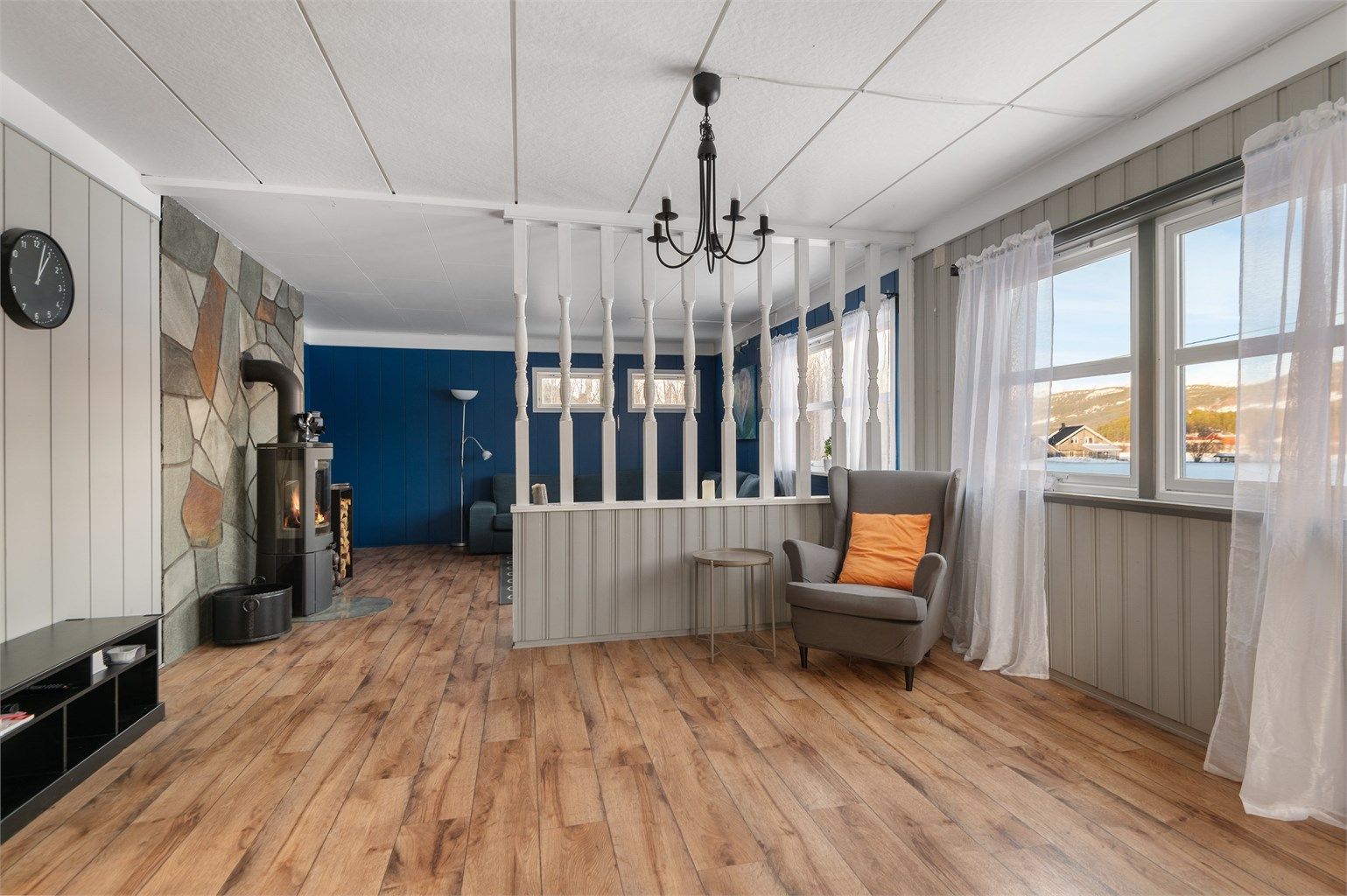 Stua har god størrelse med sine 47 kvm.