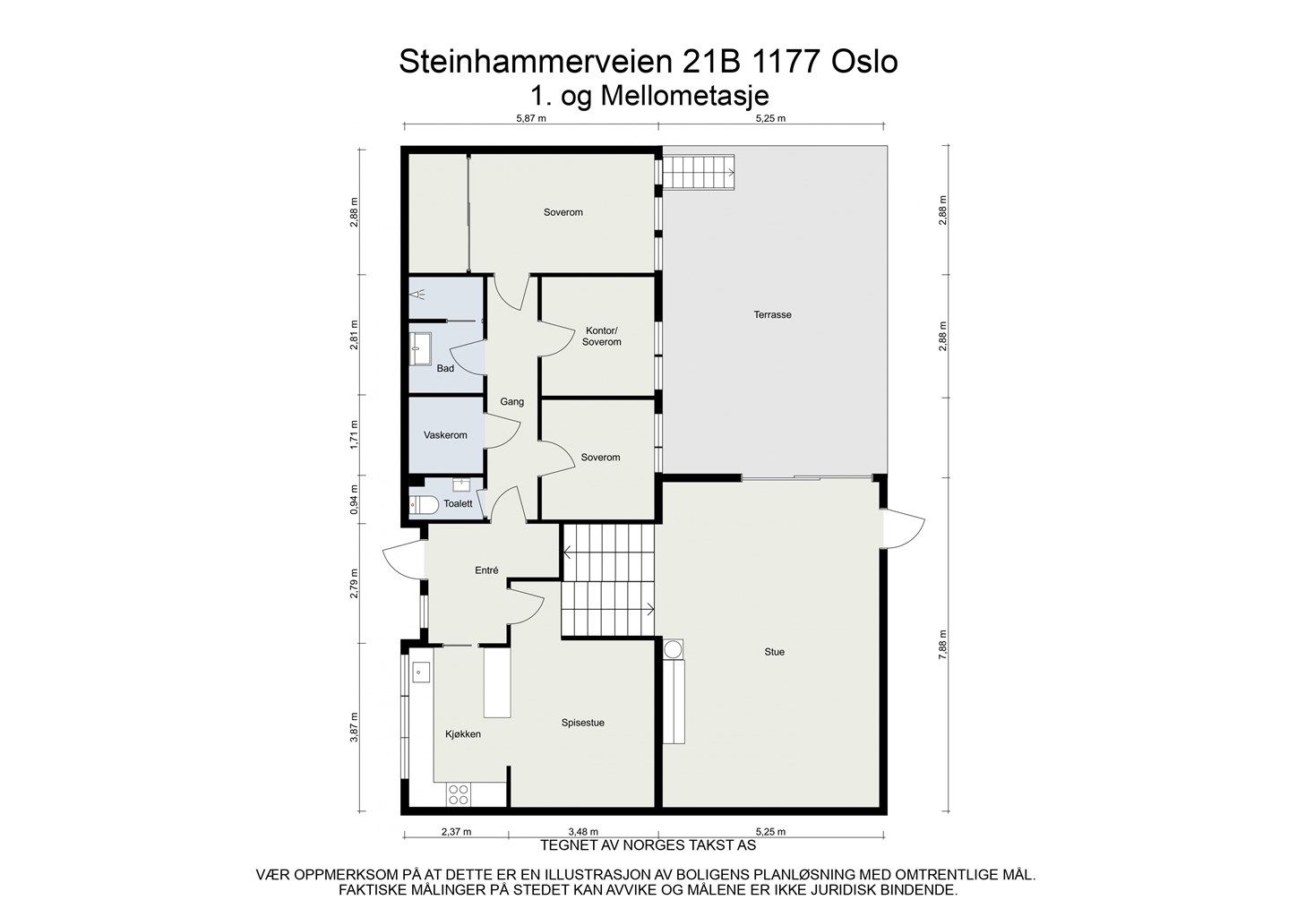 Planløsning 1. etasje og stue