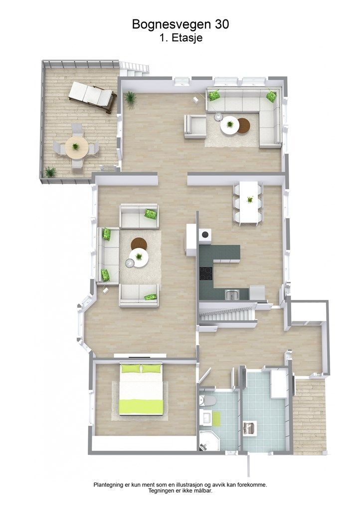 3 D plantegning 1. etasje