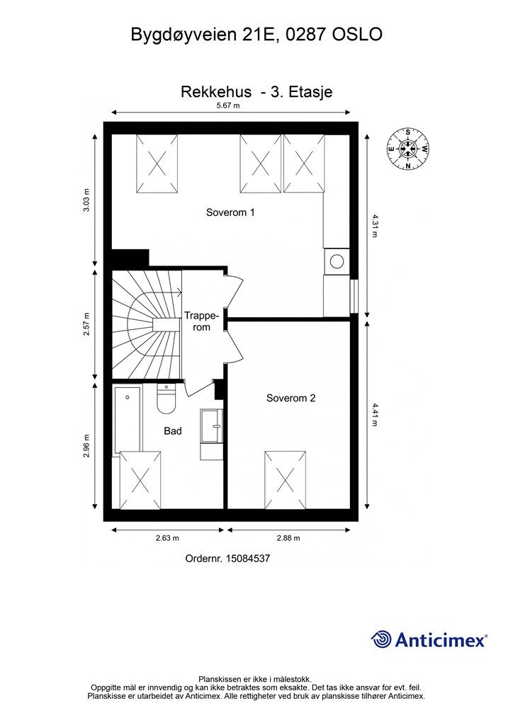 Planløsning 3. etasje - Loft.