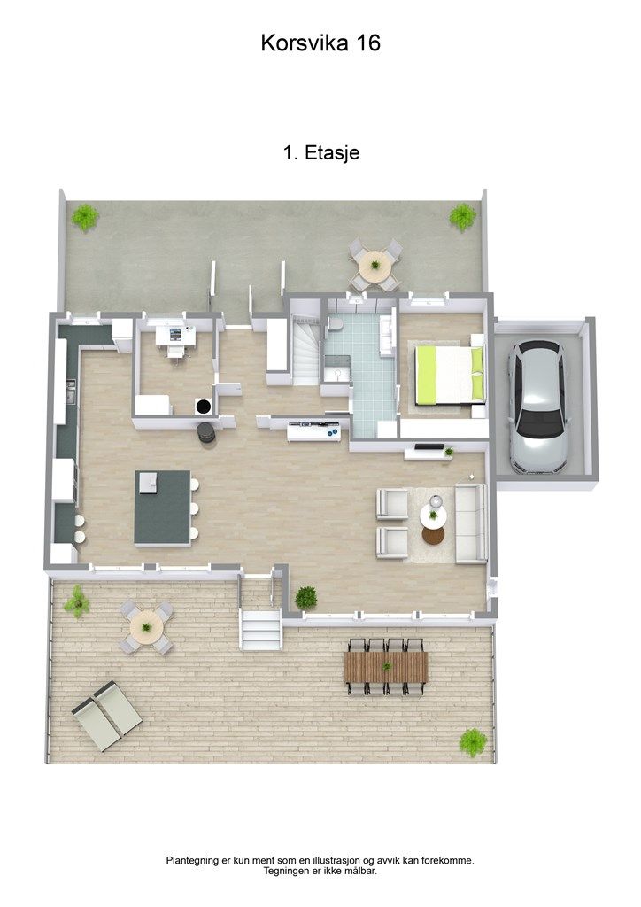 3 D plantegning 1. etasje