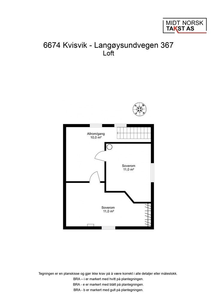 Planskisse loftsetasje. 