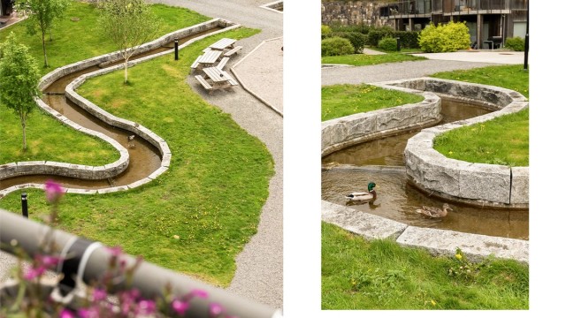 - Fra egen balkong er det utsikt mot nydelig opparbeidet fellesareal for sameiet -