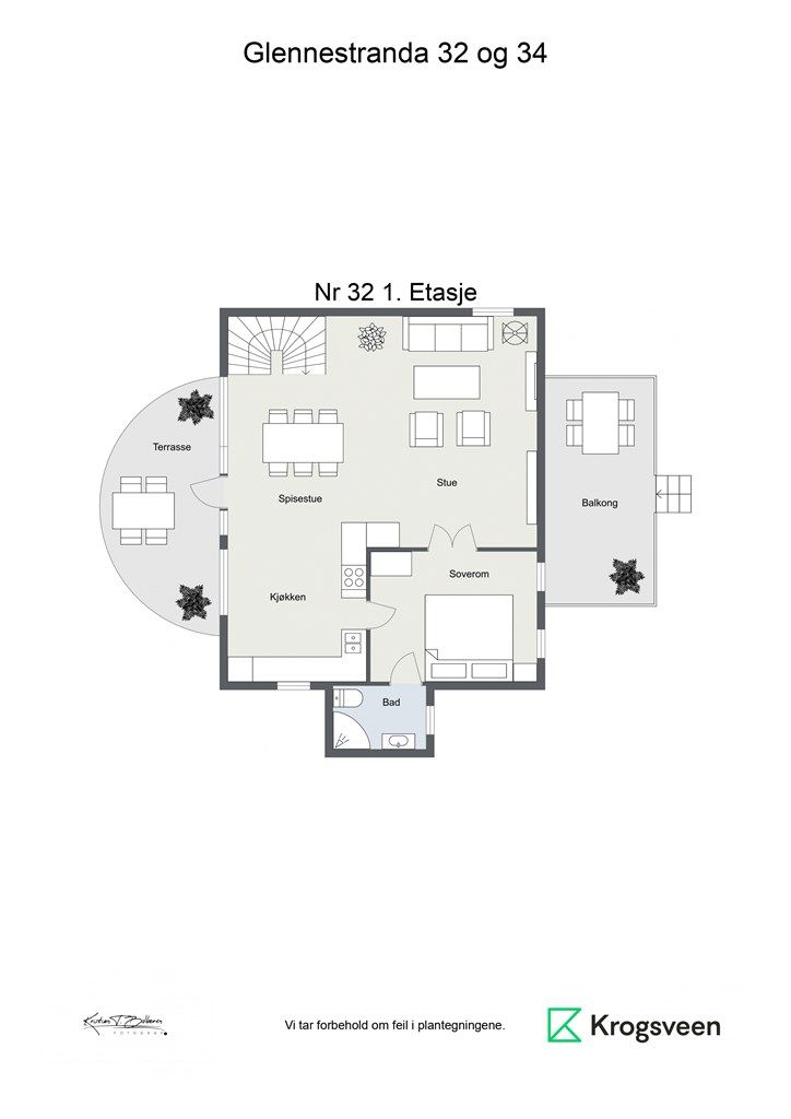 Planskisse 1. etasje - Glennestranda 32
