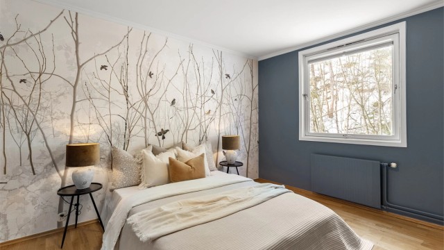 Soverom 1 med oppvarming via radiatorer med vannbåren varme