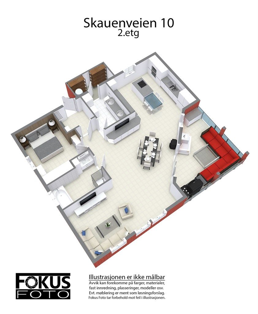 Etter at illustrasjonen er laget er nærmeste hjørne av stua blitt til et ekstra soverom