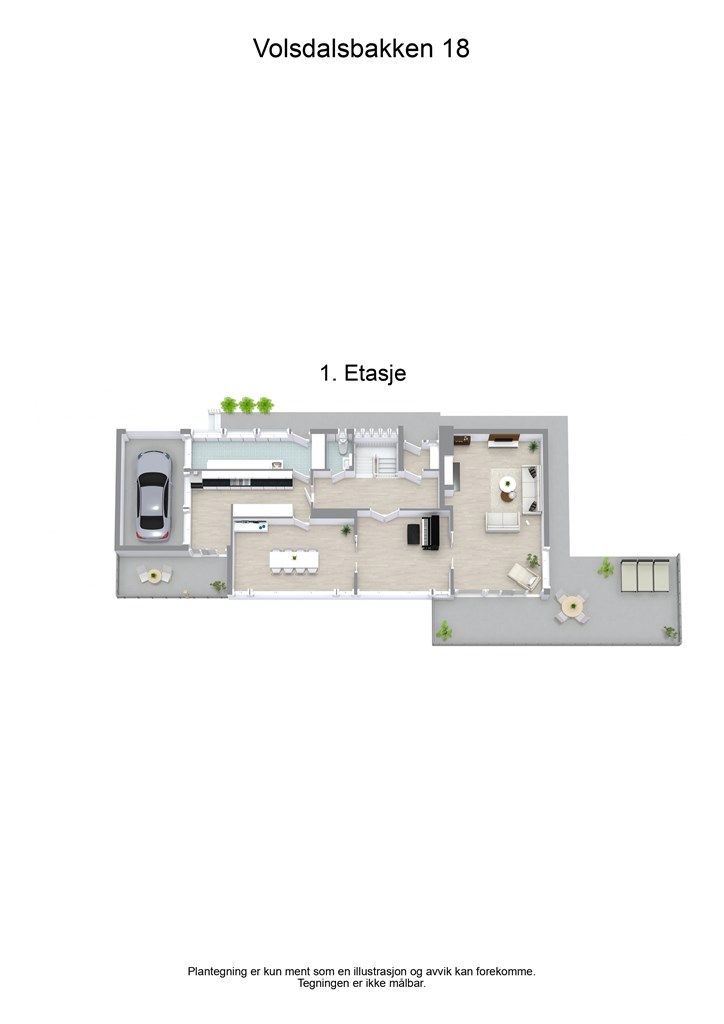 3 D plantegning hovedetasje