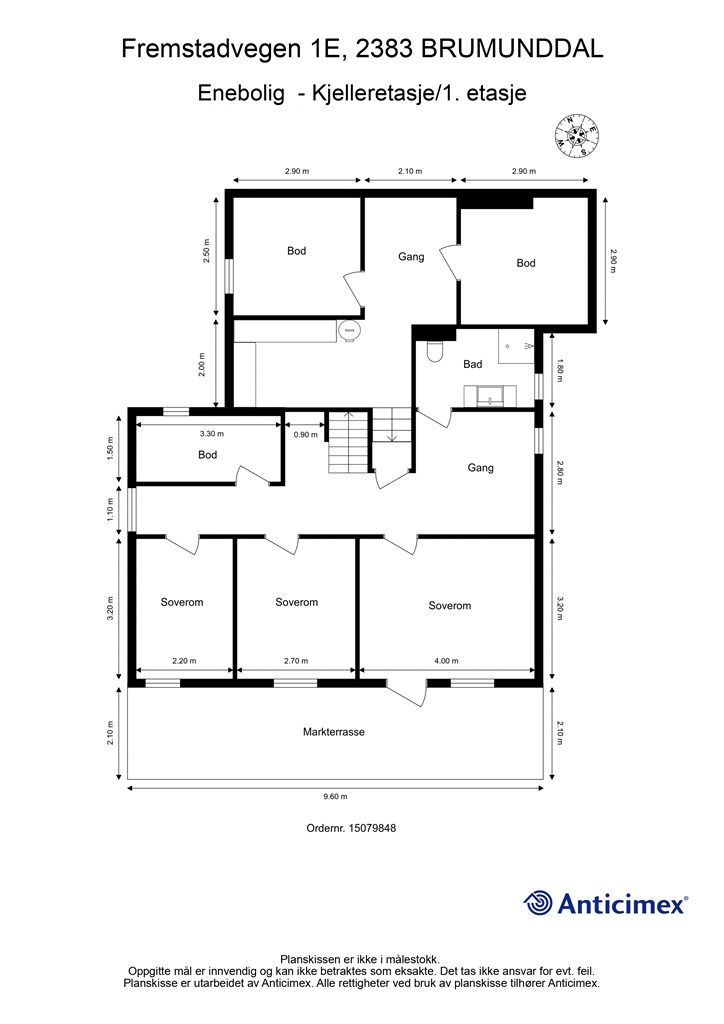 Plantegning - Kjelleretasje og 1. etasje