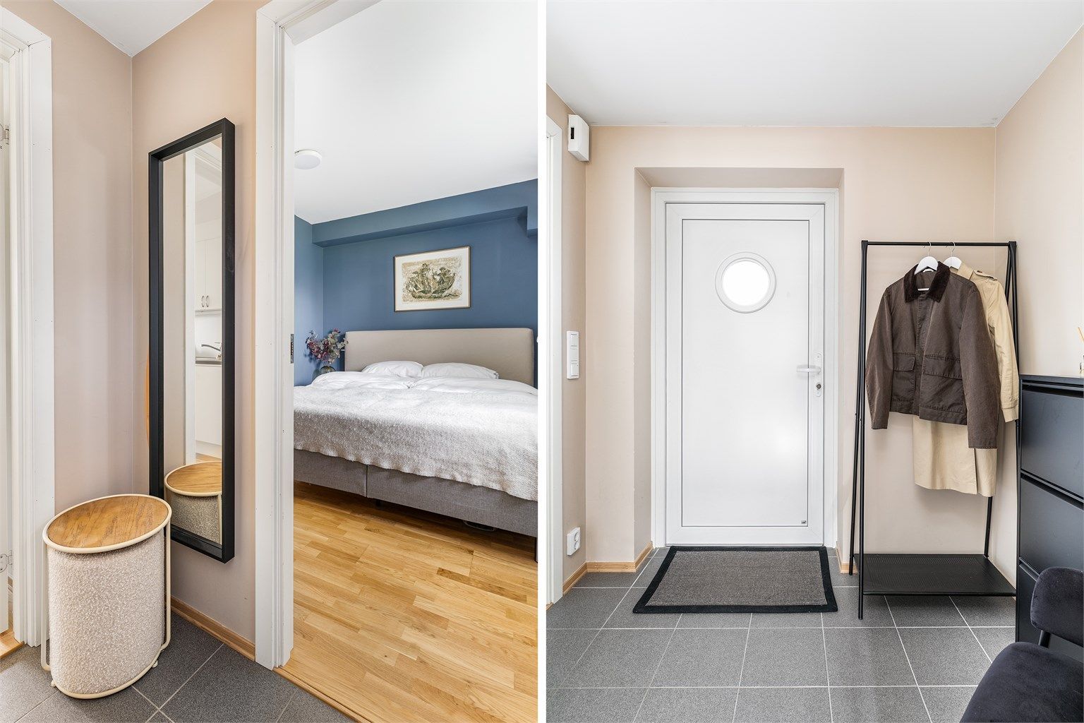 Som i soverommet er det plass til skap eller skyvedørsgarderobe også i entreen.