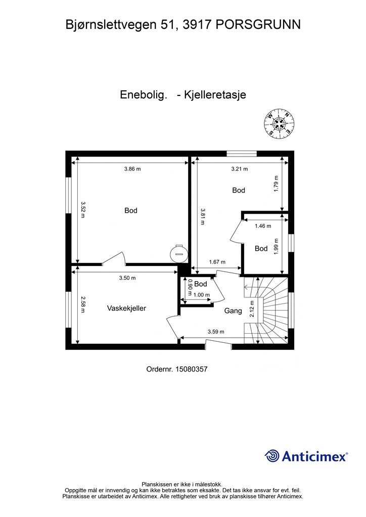 Plantegning kjelleretasje.