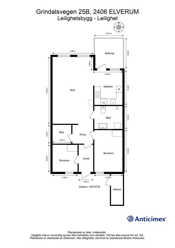 Plantegning av leilighet