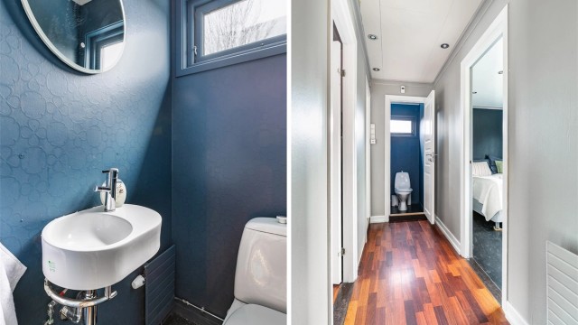I tillegg til badet finnes også et separat toalettrom innerst i gangen, i praktisk nærhet av soverommene.