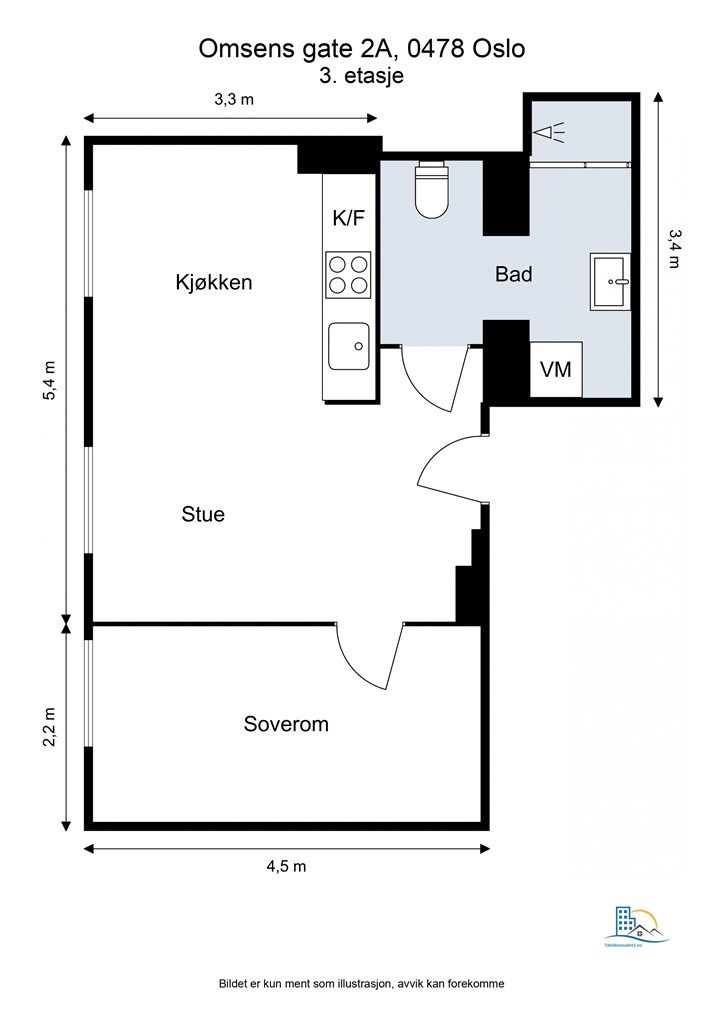 Leiligheten har en smart planløsning som utnytter hver kvadratmeter godt.