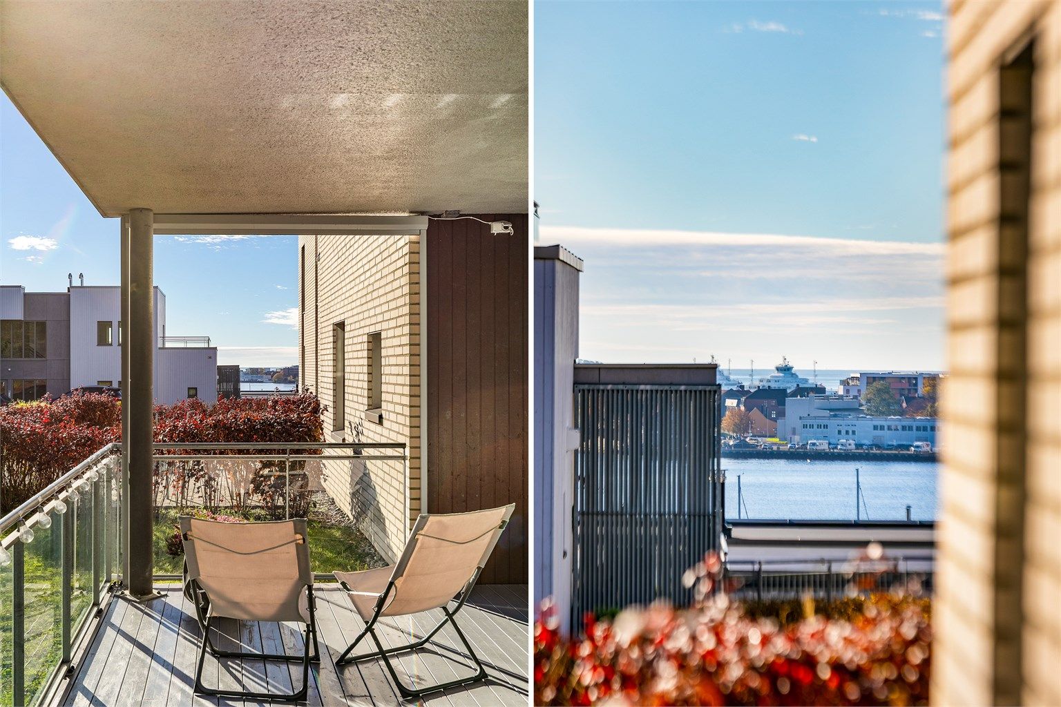 På terrassen sees siktlinje over Mossesundet til Oslofjorden og havgapet i syd.