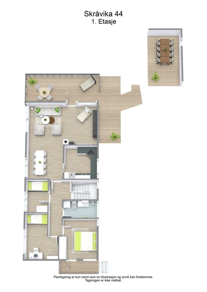 3 D plantegning 1. etasje