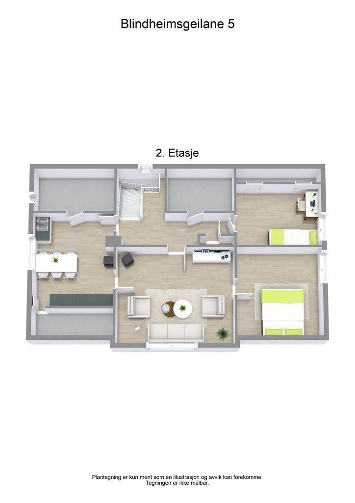 3 D plantegning 2. etasje