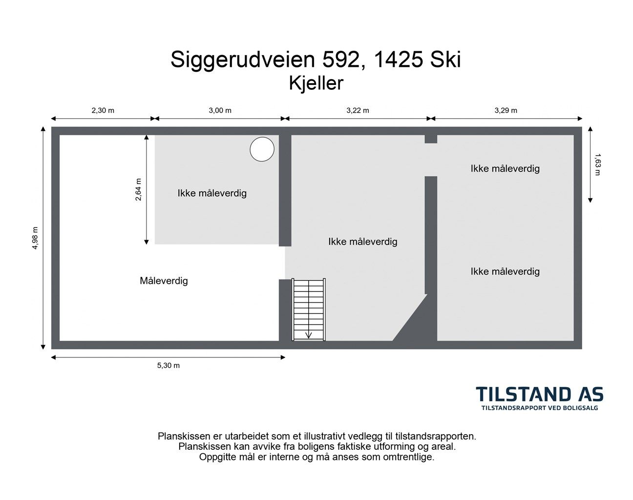 Plantegning kjeller. Flere av rommene i kjeller er betegnet "ikke utgravd" (dvs. rommene er ikke godkjent utgravd). 