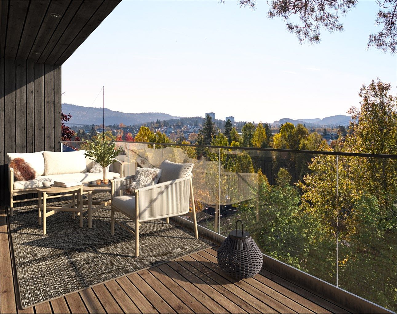 3 D illustrasjon balkong HUS A, B & C (avvik må påregnes).