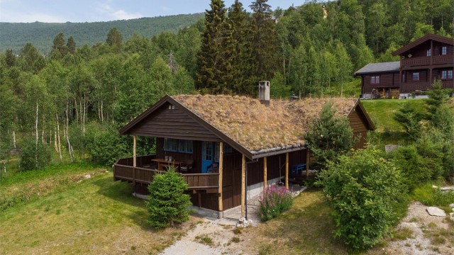 Fritidsboligen ligger fint til i terrenget i Kongelberget.