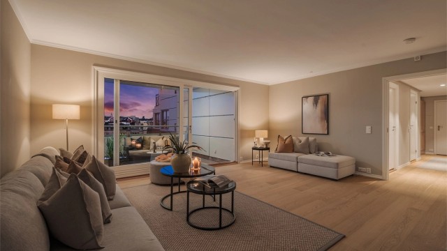 Moderne og fine fargevalg gjennom hele leiligheten.