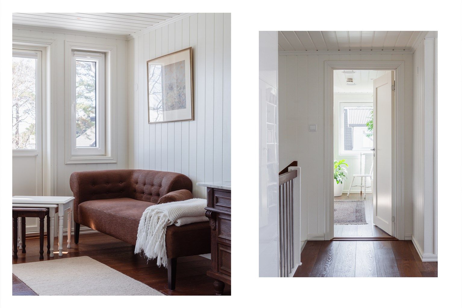 Fra gangen i andre etasje er det tilgang til tre soverom og et meget pent bad.