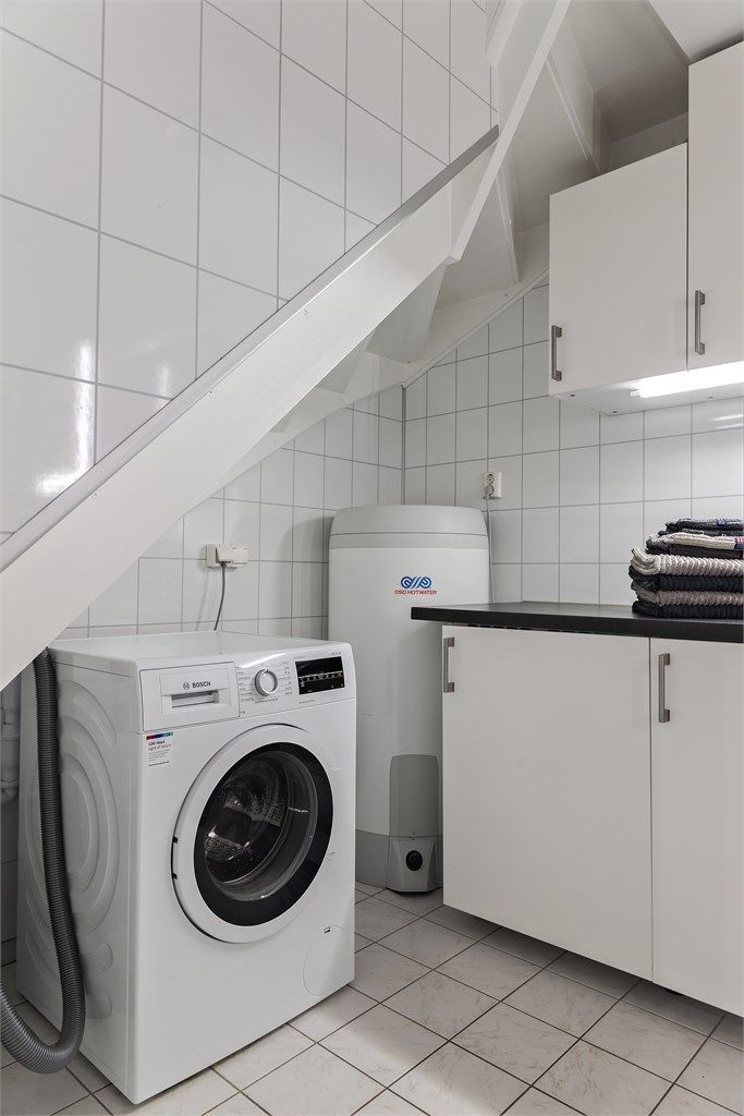 Her er det opplegg for vaskemaskin og en varmtvannsbereder fra 2019.