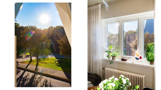 Leiligheten er vestvendt og skjermet med lite innsyn.