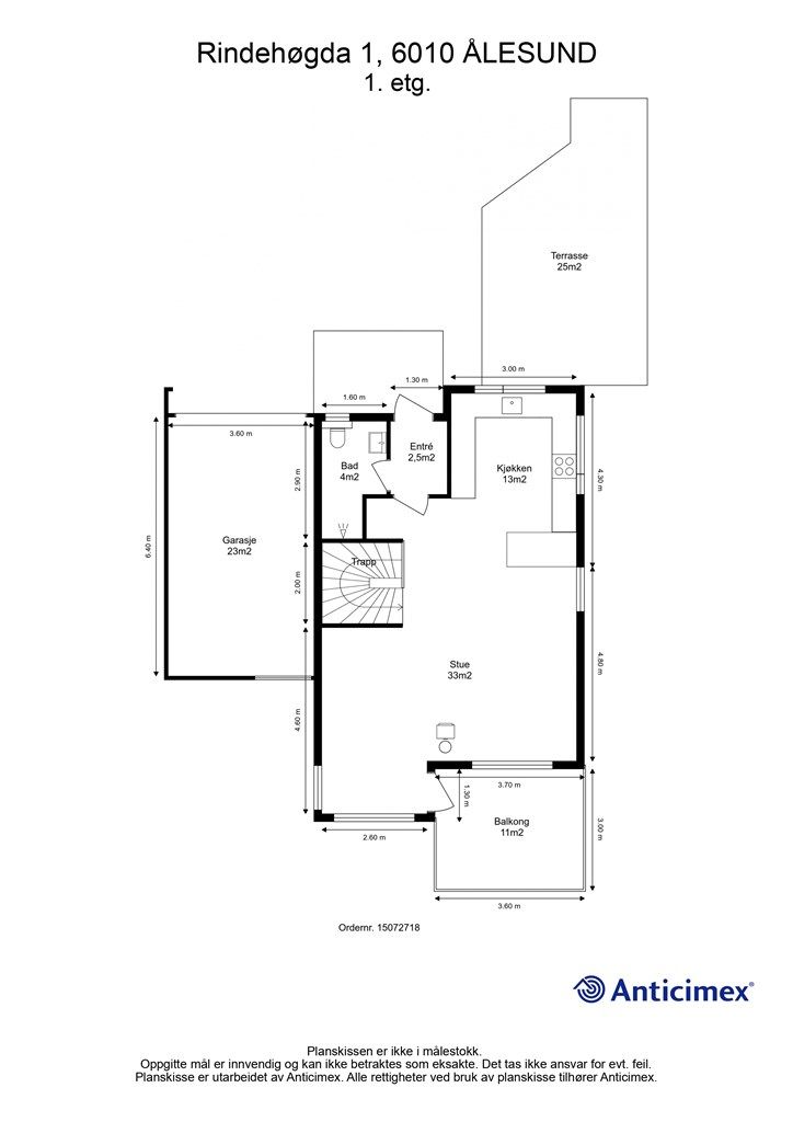 Målsatt plantegning 1. etasje