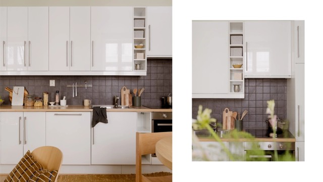 Et lyst, lekkert kjøkken står fint til de organiske fargetonene og rause takhøyden. Her har du alt du trenger til å utforme de beste retter!