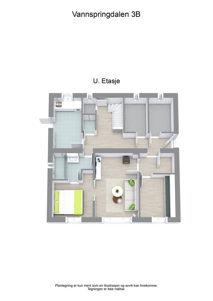 3 D planløsning underetasje