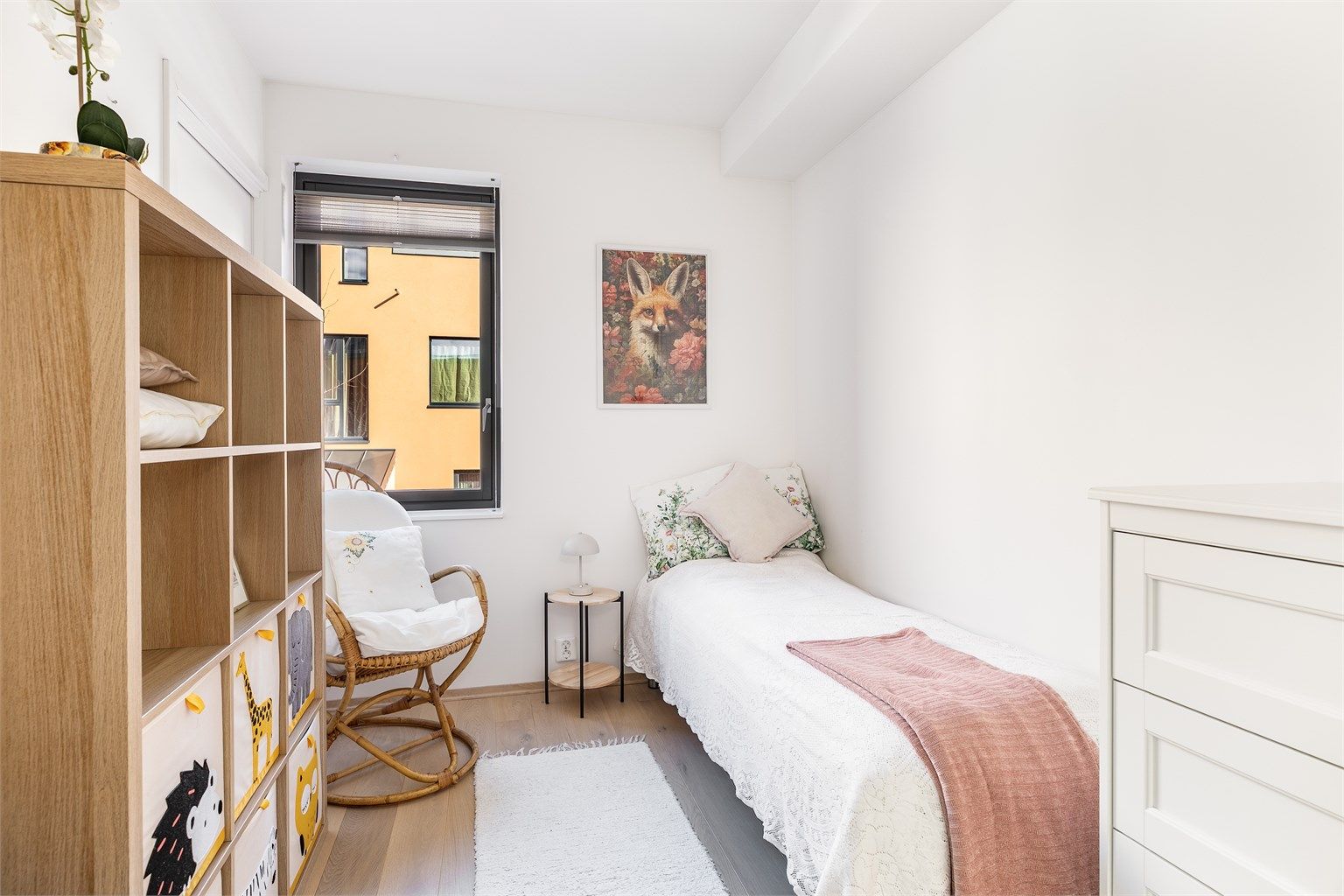 Barnerommene er samlet vegg mot vegg og begge på ca. 7 kvm.