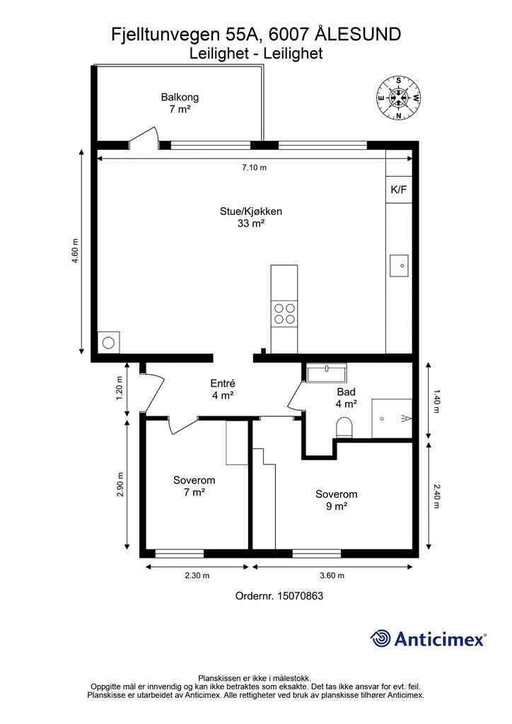 Plantegning - 2D m/mål
