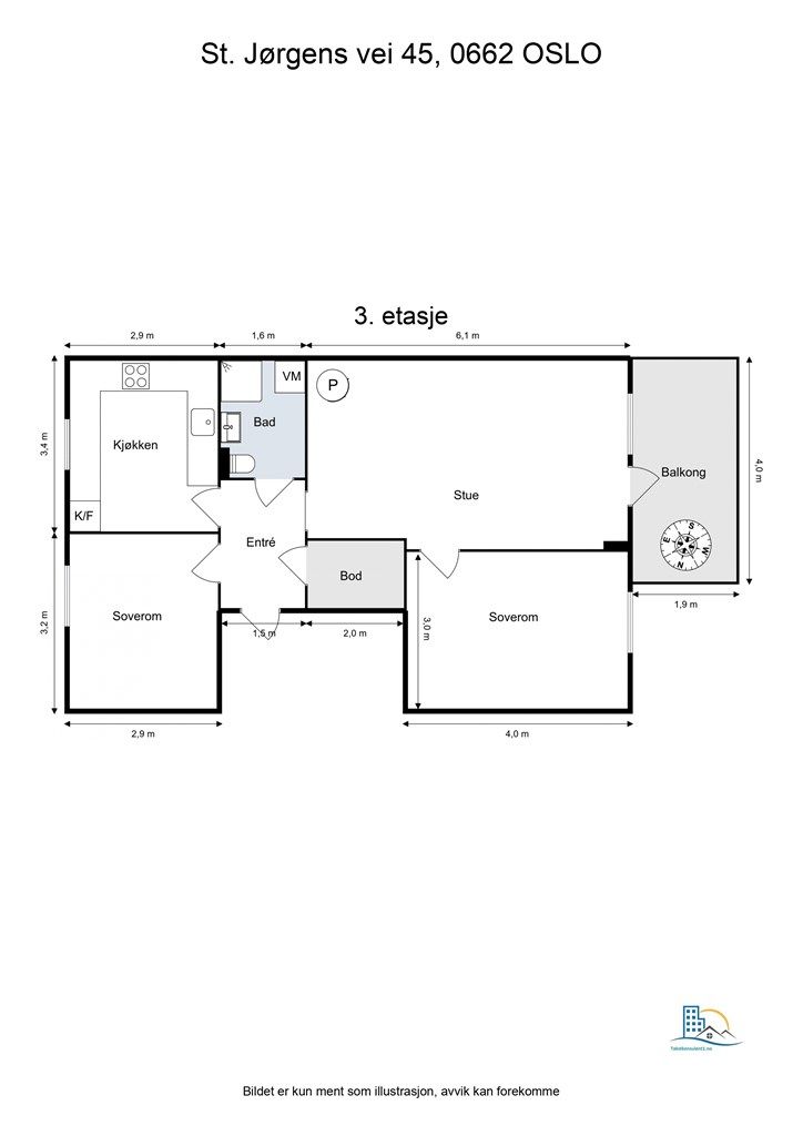 Leiligheten er gjennomgående og har en arealeffektiv planløsning som skiller soverommene fra de sosiale sonene.