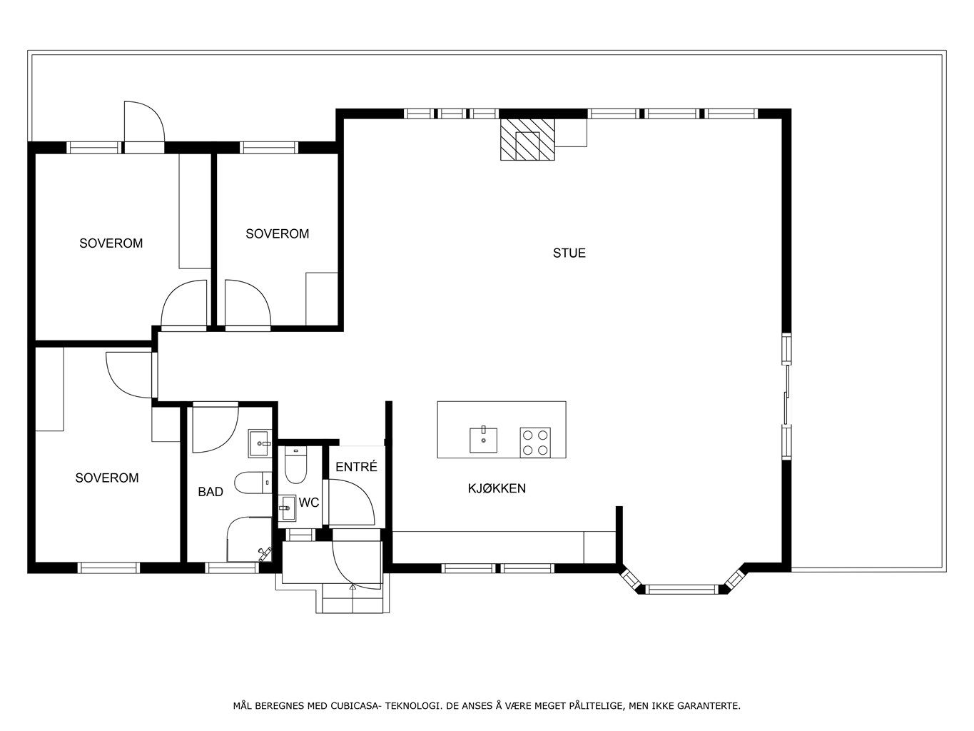 Veiledende skisse av første etasje.