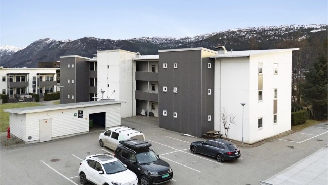 I tillegg er det gjesteparkering på sameiet tomt og servicebygg med avfallsdunker