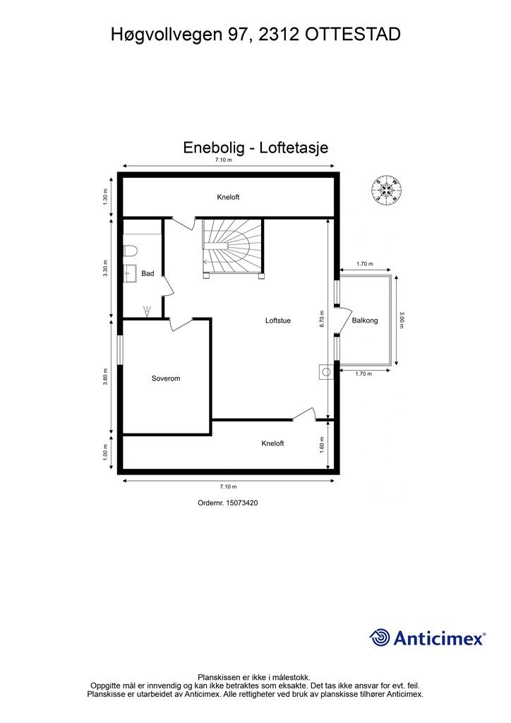 Plantegning loftetasje. 