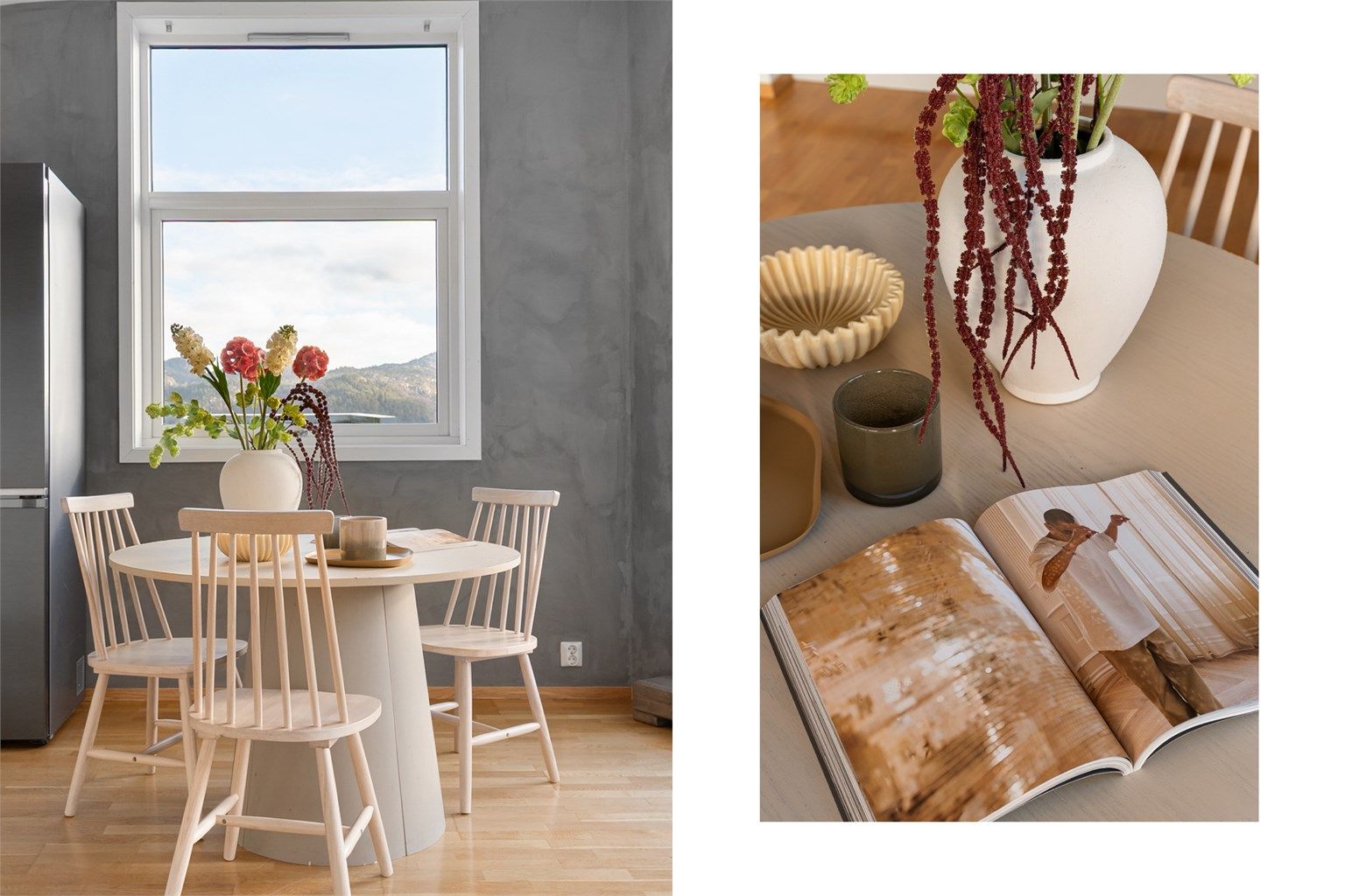 - Spiseplassen kan praktisk plasseres like ved kjøkkenet -