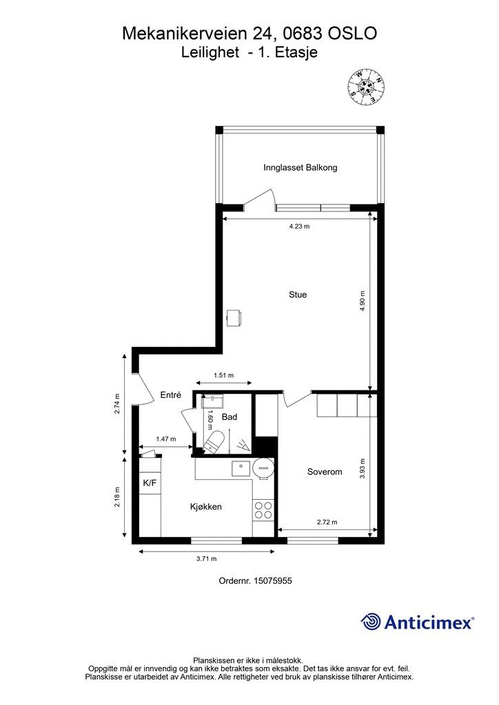 Plantegning - Andelsleilighet - 1. etasje.