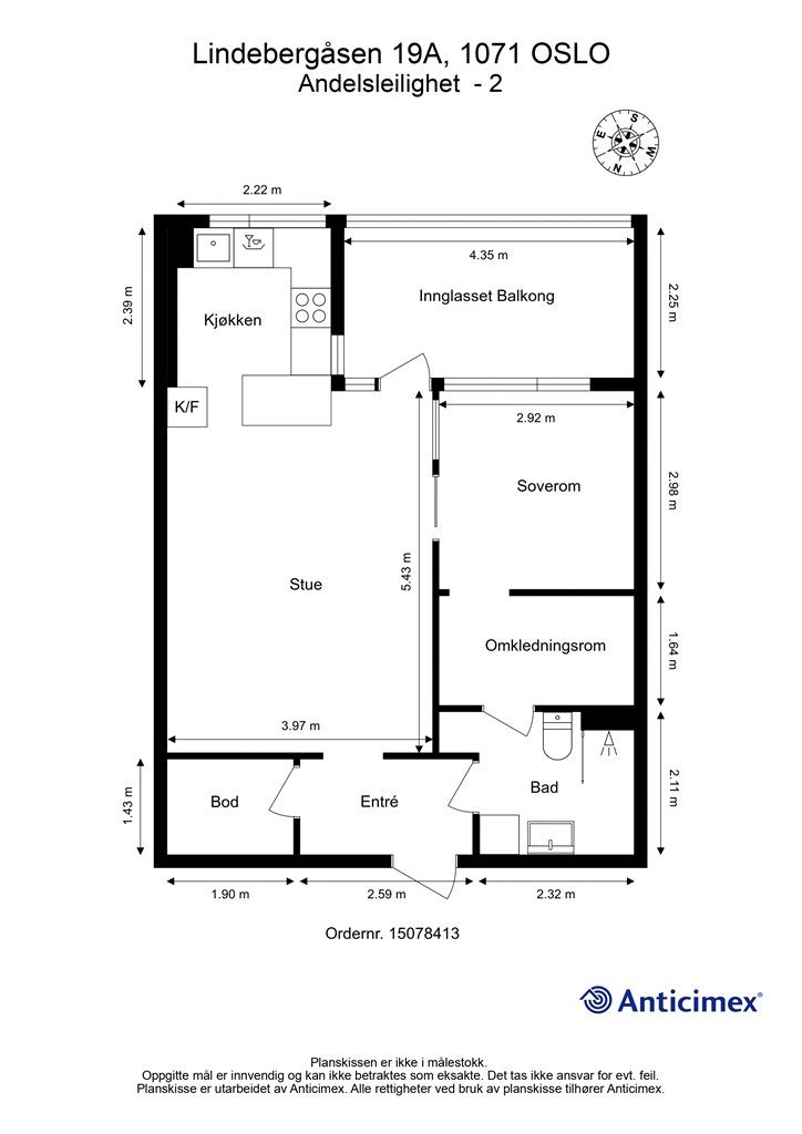 Plantegning - Andelsleilighet - 2. etasje.
