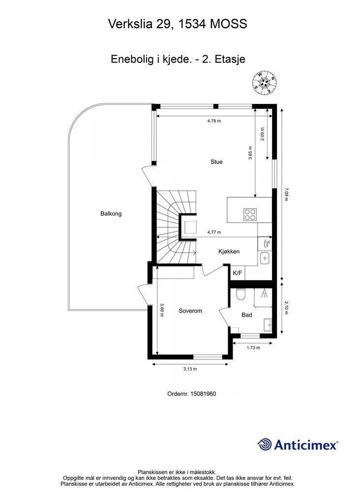 Veiledende skisse av andre etasje / midtre plan.