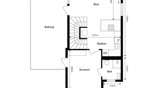 Veiledende skisse av andre etasje / midtre plan.