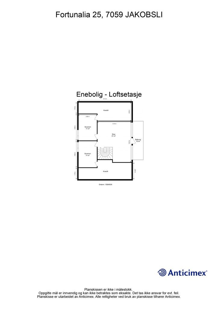 Planskisse loftsetasje. 