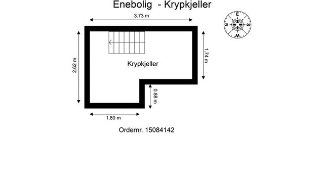 Boligen har en krypkjeller for lagring, med adkomst fra kjøkkenet.